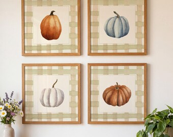 Pumpkin Art Print Fall Home Decor Seasonal Wall Art Watercolor Pumpkin Print Cozy Autumn Wall Decor Gallery Wall Set of 4 Pumpkin Halloween