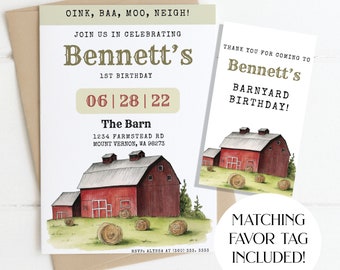 Barn Party Invitation Bundle Boy Farm Invitation Boy 1st Birthday Invite Barn Birthday Invitation Editable Farm 1st Birthday Invitation Barn