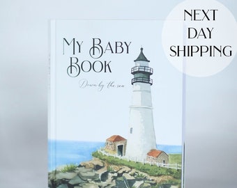 Baby Book Memory Baby Journal Book First Year New Baby Book First Baby Book New Baby Milestone Book Ocean Nursery Baby Milestone Month Gift