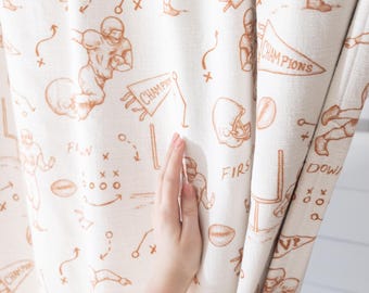 Football Curtain Boy Bedroom Decor Sport Nursery Curtain Blackout Custom Size Curtain Blue and White Boy Room Drape Sport Theme Window Drape