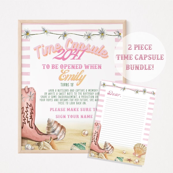 Coastal Cowgirl Birthday Time Capsule Gift Coastal Cowgirl Time Capsule First Birthday Girl 1st Birthday Party Game Letter To My Baby Girl