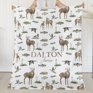 Hunting Baby Blanket Mallard Duck Blanket Boy Personalized Newborn Name Blanket Woodland Baby Shower Gift Custom Deer Hunt Fishing Nursery image 11