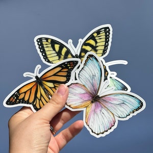 Clear Vinyl Butterfly Stickers Butterfly car decal Butterfly stickers for laptop Watercolor sticker set Large die cut waterproof