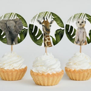 Mezrkuwr 25 Stück Tiere Cupcake Deko – Dschungel & Safari Motive Für Kindergeburtstag
