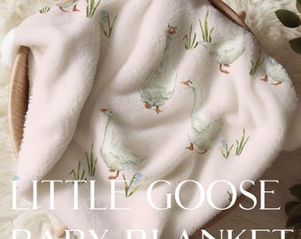 Customized Baby Blanket Girl Goose Blanket Personalized Hospital Newborn Name Blanket Goose Nursery Decor Custom Baby Hospital Blanket Name