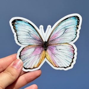 Butterfly Sticker Vinyl Butterfly Gift Water Resistant Butterfly Decal Watercolor Butterfly Sticker Morpho Butterfly Transparent Sticker