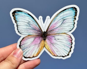 Butterfly Sticker Vinyl Butterfly Gift Water Resistant Butterfly Decal Watercolor Butterfly Sticker Morpho Butterfly Transparent Sticker
