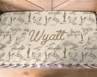 Vintage Cowboy Nursery Decor Boy Western Crib Set Custom Name Bedding Set Rodeo Nursery Cowboy Crib Fitted Western Baby Shower Gift Boy