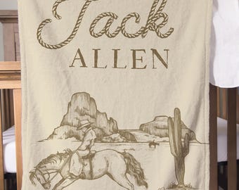 Manta de bebé estilo western con nombre personalizado para niño, regalo para bebé, manta vaquera, decoración de guardería con temática western, manta con nombre para recién nacido, ropa de cuna estilo western.