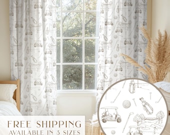Golf Toile Curtain Set Golf Nursery Decor Boy Vintage Nursery Drape Country Club Golf Room Decor Baby Golf Theme Nursery Curtain 2 Panel Set