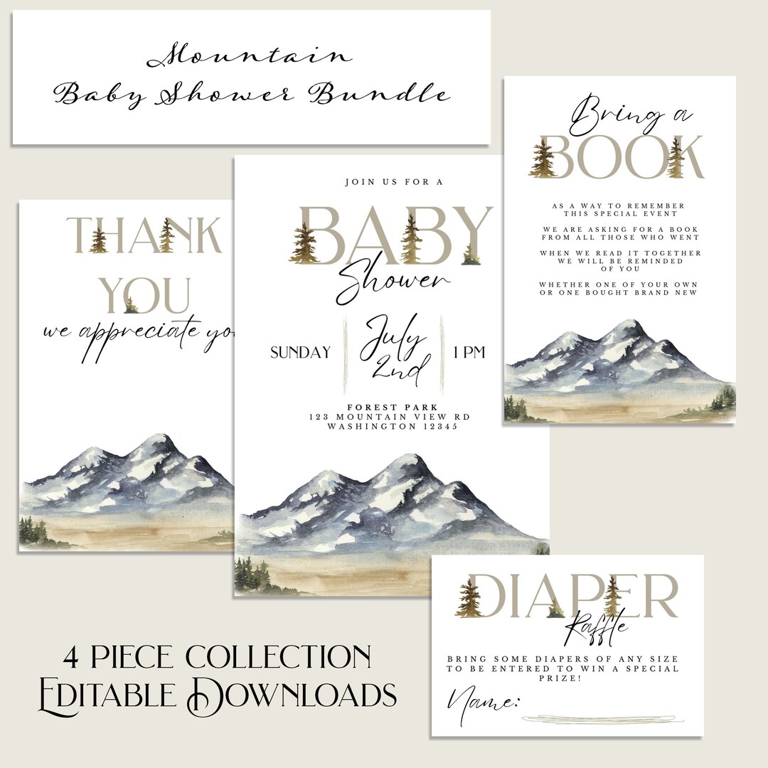 Mountain Baby Shower Bundle Outdoor Baby Shower Mountain Theme ...