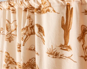 Western Nursery Blackout Curtain Vintage Cowboy Curtain for Bedroom Horse Toile Curtain Boy Cowboy Nursery Decor Custom Size Drape Cotton