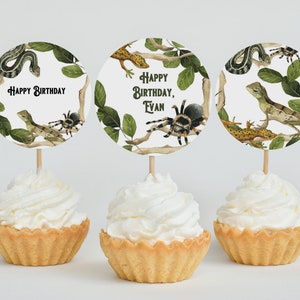 Reptile Cupcake Topper Printable Reptile Cake Topper Bundle Reptile Birthday Party Decor Lizard Party Boy Birthday Decor Custom Cake Topper