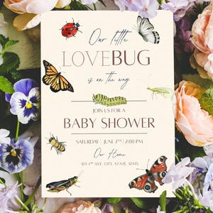 Love Bug Spring Shower Digital Invite Butterfly Baby Shower Girl Garden Party.