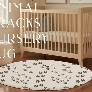Woodland Animal Nursery Decor Neutral Nursery Decor Round Area Rug