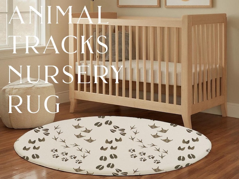 Woodland Animal Nursery Decor Neutral Nursery Decor Round Area Rug