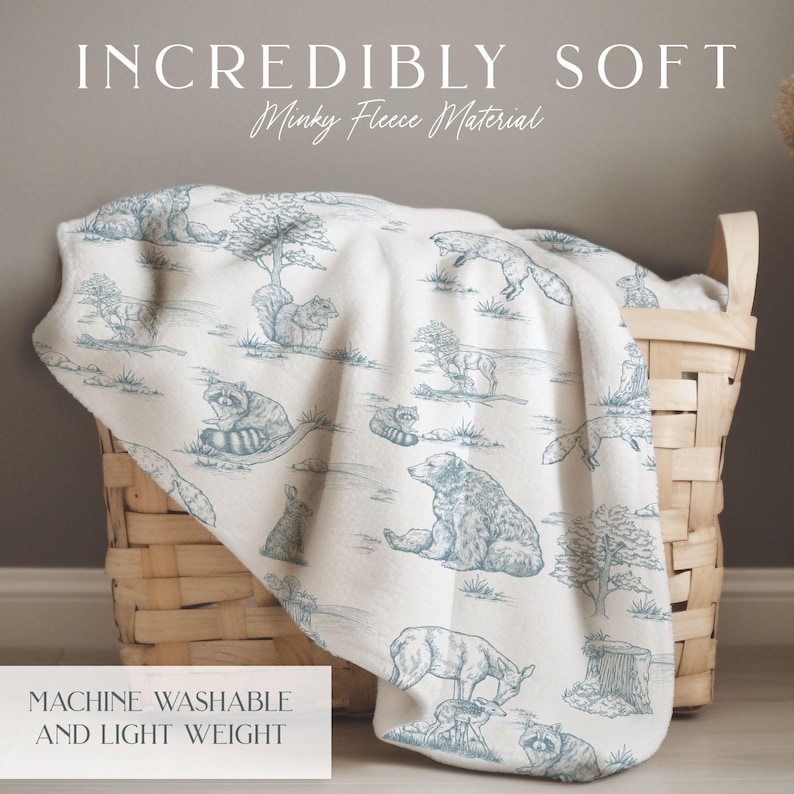 Woodland Animal Blanket Name Custom Coming Home Blanket Boy