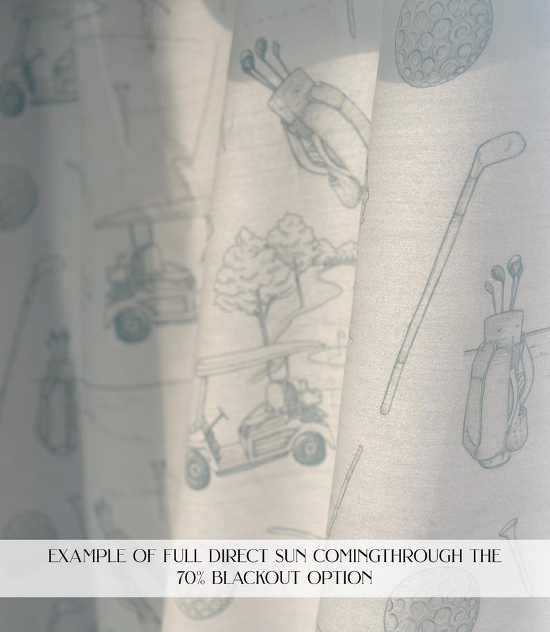 Golf Toile Curtain Set Golf Nursery Decor Boy Vintage Nursery Drape Country Club Golf Room Decor Baby Golf Theme Nursery Curtain 2 Panel Set image 7