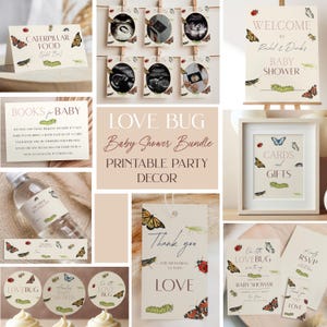 Love Bug Baby Shower Bundle Editable Template Love Bug Invitation Printable Baby Shower Sign Spring Shower Gender Neutral Theme Sprinkle
