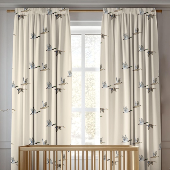 Duck Curtain Set Boy Duck Hunt Decor Woodland Drape Hunting Nursery Decor Curtain for Boy Room Mallard Duck Drapes Woodland Animal Decor Boy