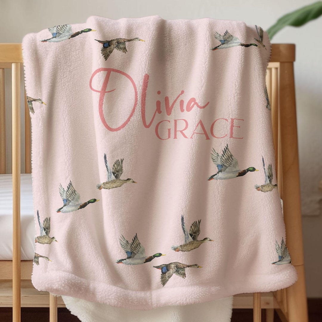 Personalized Mallard Duck Baby Blanket Girl Duck Hunting Theme Nursery ...