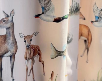 Cabin Curtain Hunting Theme Drapes Boy Nursery Decor Woodland Animal Print Boy Outdoor Curtain Set Duck Hunting Boy Bedroom Decor Deer Print