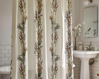 Beach House Bathroom Curtain Vintage Coastal Theme Bathroom Nautical Blue Crab Decor Shower Curtain and Bath Mat Set Beach Neutral Stripe