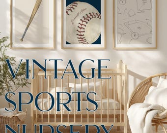 Custom Boy Nursery Baseball Print Set of 3 Sports Theme Nursery Vintage Boy Room Wall Art Personalized Name Print Retro Baseball Theme Room