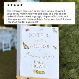 Editable Love Bug Baby Shower Welcome Sign Bundle Butterfly Shower Sign Digital Template Entrance Sign Baby Shower Decor Ladybug Baby Girl image 3