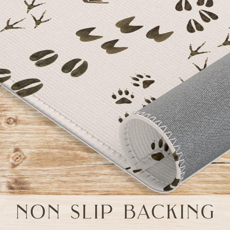 Large Area Rug for Nursery Woodland Animal Track Design