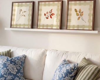 Seasonal Wall Art Fall Home Decor Watercolor Leaf Print Set of 3 Autumn Falling Leaf Print Cozy Wall Art 90's Aesthetic Fall Cottage Core