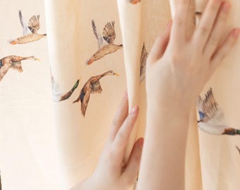 Mallard Duck Nursery Curtain Blackout Drape Custom Size Curtain Boy Bedroom Decor Hunting Nursery Curtain Woodland Duck Window Curtain Beige