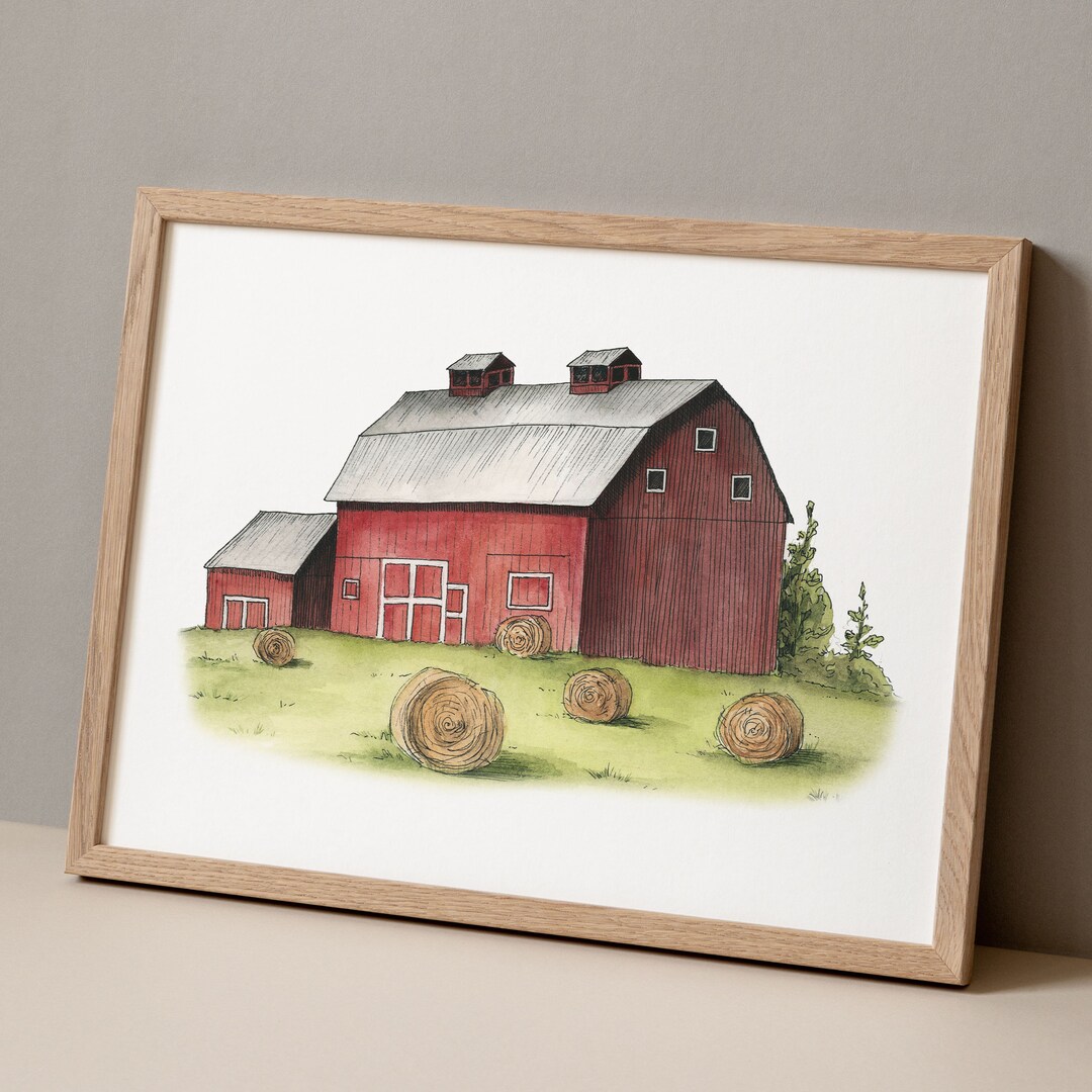 Barn Art Print Farm House Wall Decor Farm Nursery Print Barn Art Farm ...
