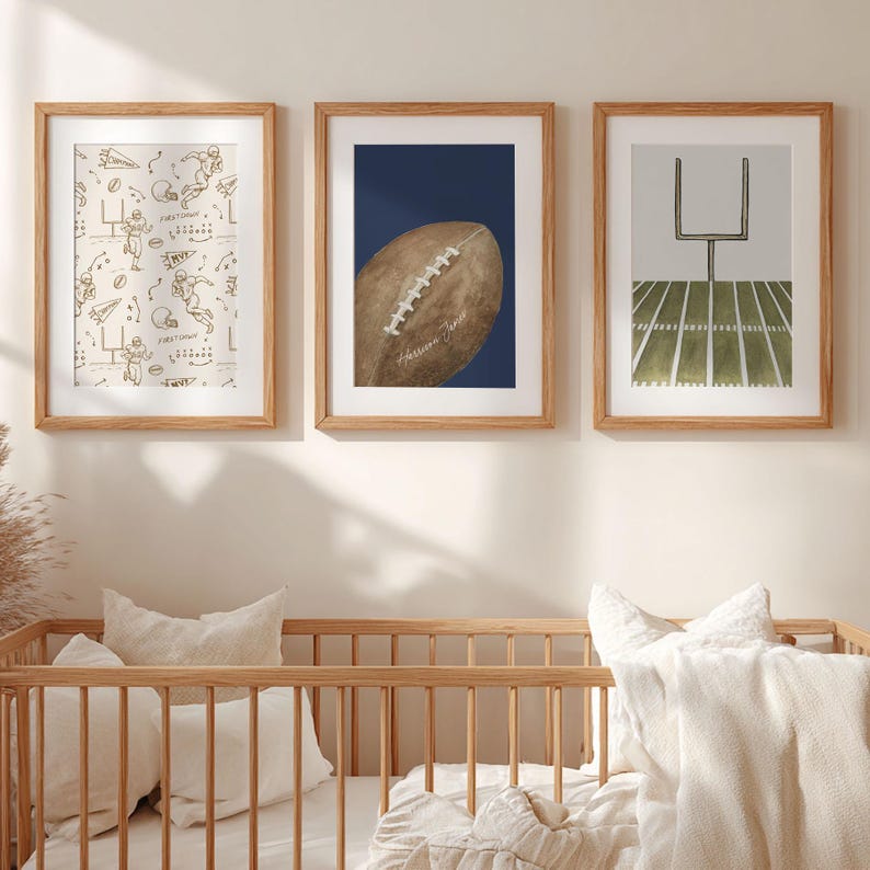 Football Print Sport Ball Wall Art Football Nursery Print Custom Football Decor Personalized Sport Theme Nursery Football Print Set of 3 Personalized Sport Name Sign Football Wall Art Custom Name Print Boy