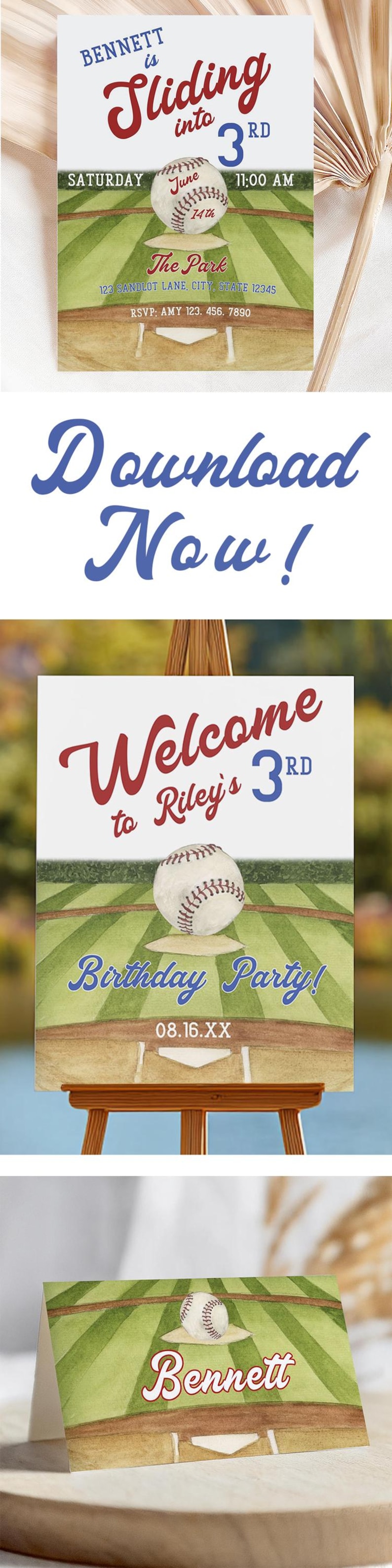 Baseball Invite Boy 3rd Birthday Editable Template Sliding into 3rd Baseball Birthday Invitation Toddler Boy Birthday Editable Invite Canva image 15