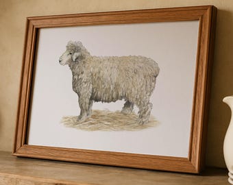 Sheep Art Print Digital Farm Animal Nursery Girl Watercolor Sheep Wall Art Farmhouse Printable Art Country Home Decor Vintage Country Decor