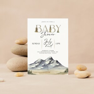 Mountain Baby Shower Invitation Mountain Theme Party Invite Mountain ...