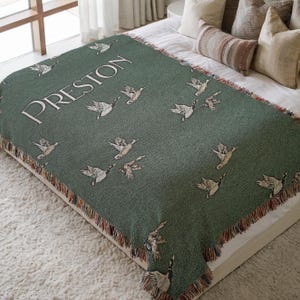 Personalisierte Stockenten Enten Decke Junge Jagd Kinderzimmer Dekor Benutzerdefinierte Name Decke Entenjagd Geschenk Personalisierte Entenjäger Geschenk für Ihn