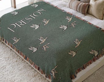 Personalized Mallard Duck Blanket Gift Boy Hunting Nursery Decor Custom Name Blanket Duck Hunting Gift Personalized Duck Hunter Gift for Him