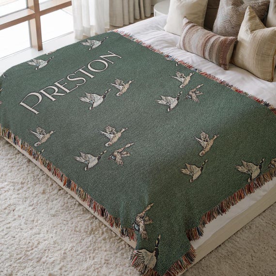 Personalized Mallard Duck Blanket Gift Boy Hunting Nursery Decor Custom Name Blanket Duck Hunting Gift Personalized Duck Hunter Gift for Him