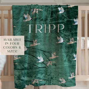 Mallard Duck Blanket Personalized Baby Boy Blanket Duck Hunting Nursery Theme Duck Nursery Decor Custom Name Gift for Baby Boy Green Duck
