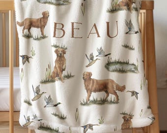 Coming Home Decke Baby Junge Geschenk Golden Retriever Baby Decke Hund Kindergarten Junge Stockente Baby Shower Geschenk Custom Name Decke