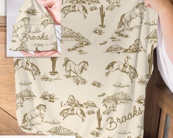 Conjunto de arrullo estilo western, manta personalizada para recién nacido con nombre, arrullo personalizado para anunciar el nombre del bebé, regalo estilo western para bebé niño, manta de hospital