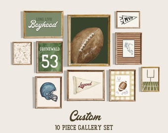 Boy Bedroom Decor Custom Football Print Kid Sport Wall Art Personalized Room Decor for Pre teen Boy Nursery Art Vintage Sport Toddler Room