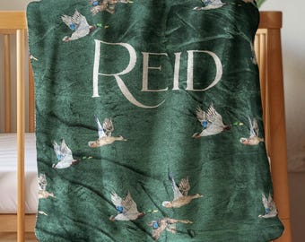 Personalized Baby Boy Blanket Mallard Duck Nursery Decor Duck Blanket Name Custom Baby Shower Gift Mallard Duck Baby Blanket Hunting Nursery