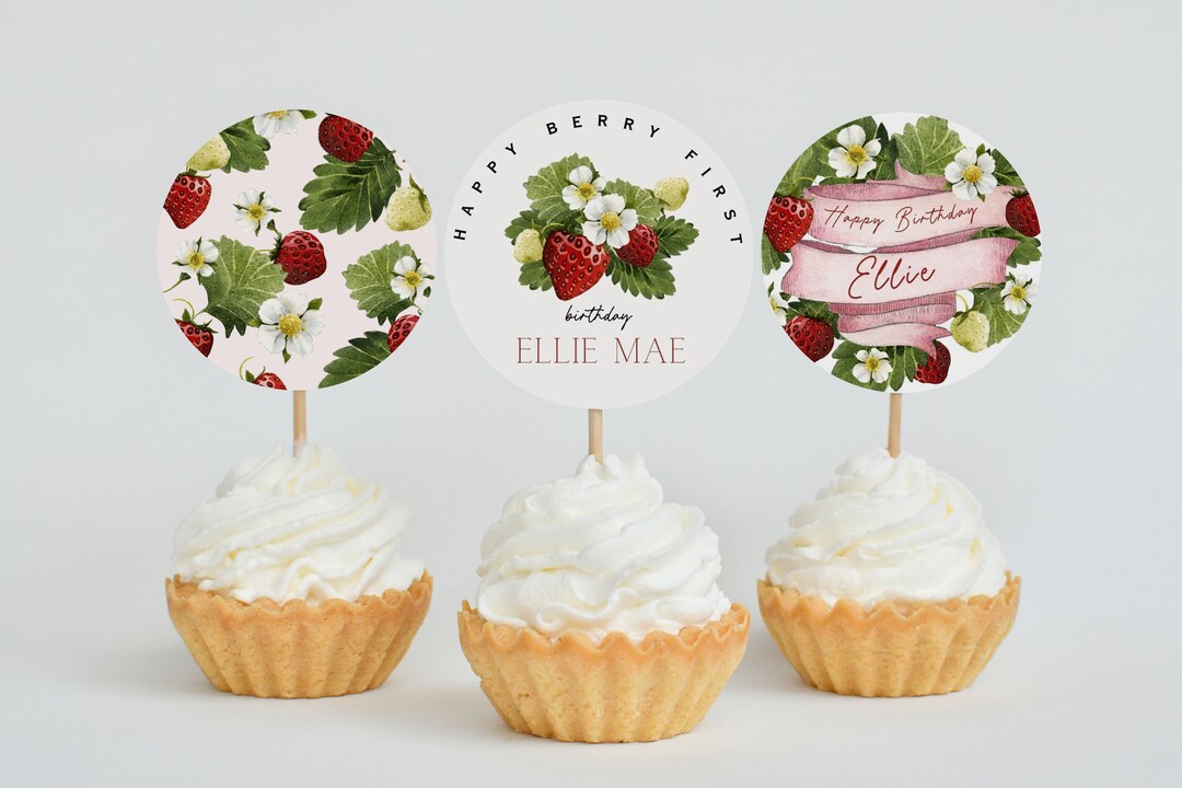 Berry First Birthday Cake Topper 1st Girl Birthday Strawberry Theme ...