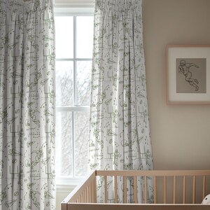 Minimalistic Vintage sport nursery curtain panel set