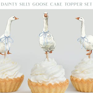 ONE Silly Goose 1st Birthday Cupcake Topper Goose Cake Topper Decoration Blue Silly Goose Theme Party Decor Printable Cupcake Topper Set