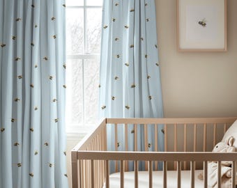 Honeybee Theme Decor Bee Curtain Set Bumble Bee Nursery Decor Woodland Nursery Gender Neutral Summer Cottage Drapery 2 Panel Window Shade