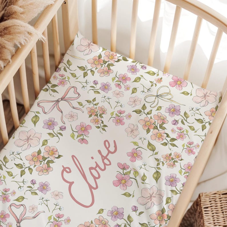 Custom Name Baby Girl Gift Personalized Fitted Sheet for baby girl nursery